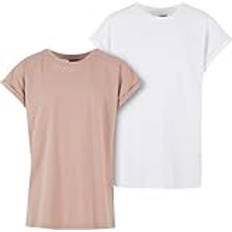 Beige T-shirts Urban Classics Kids UC Girls Extended Shoulder Tee 2-Pack - White/Khaki
