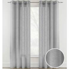 Linen - Silver Curtains Enhanced Living Crete Eyelet Linen-Look Voile Panel 137 cm - Silver