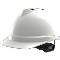 MSA V-Gard 500 Vented Safety Helmet with Fas-Trac III Suspension and Sewn PVC Sweatband, White