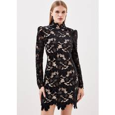 Karen Millen Cutwork Velvet Mini Dress Black