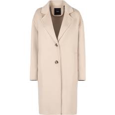 Laine Manteaux Pinko Manteau Droit Classique en Drap Woman Beige