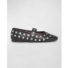 Black Ryder Popper-Studded Ballerina Flats 1000 BLACK IT