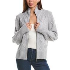 Cashmere Luxe Cable Zip Mock Cardigan - Wool/Cashmere-Blend