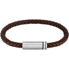 Jewelry Brown braided-leather cuff with magnetic logo closure Men's Jewellery Assorted-Pre-Pack (pce