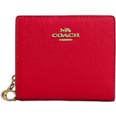 Coach Snap Wallet - Pebbled Leather/Gold/Bold Red