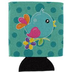 Turquoise Bottle Coolers Carolines Treasures Bird On Teal Polkadots Can Hugger Multicolor Bottle Cooler