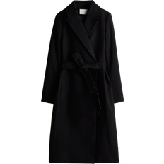 Elastane/Lycra/Spandex - Women Coats H&M Tie Belt Coat - Black