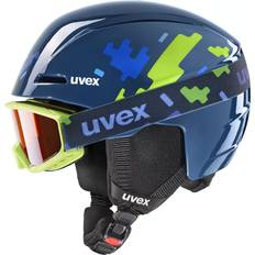 Enfant Casques de ski Uvex Viti Set Junior Blue Puzzle 46-50 Casque de ski