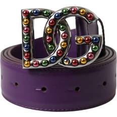 Purple Belts Dolce & Gabbana Purple Leather Logo Belt Purple