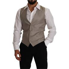 Dolce & Gabbana Man Suits Dolce & Gabbana Wool Single Breasted Waistcoat Vest Beige