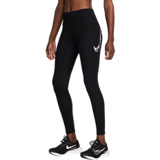 Dame - Hvite Tights Nike Fast løpeleggings 7/8 lengde med mellomhøyt liv og lommer til dame Svart (EU 48-50)