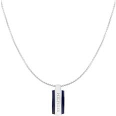 Tommy Hilfiger Herre Halskæder Tommy Hilfiger Stainless Steel Blue Enamel Pendant Necklace SILVER One