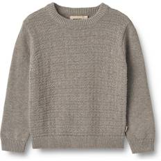 Wheat Warm Grey Melange Knit Pullover Borris år/122