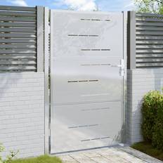 Silver Gates vidaXL Garden Gate Driveway Entrance Gate Fence 100 x 125 cm Stainless Steel 100x125cm