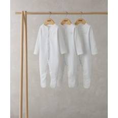 Organic Night Garments Mamas & Papas Organic Sleepsuits (3 Pack) White WHITE Tiny Baby