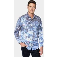 Canvas Tops Robert Graham Men's Nadine Japanese Water Garden Sport Shirt INDIGO (2X-Large)