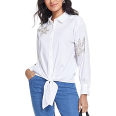 I.N.C International Concepts Women's Embellished Tie Hem Shirt - Bright White