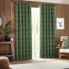 Furn Polyester Room Darkening Curtain Pair - Green (229 cm Width x 229 cm Drop)