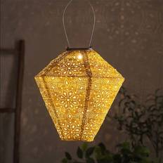Dawsons Living Solar Powered Led Large Garden Lantern Outdoor Light - Select Colours & Shapes - Diamond Yellow - One Size