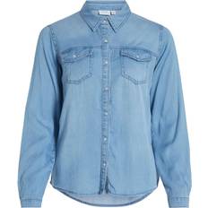 Femme Chemises Vila Chemise en Jean Femme Taille - Bleu