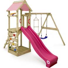 Wickey Wickey Spielturm FreeFlyer Klettergerüst mit Rutsche Pastellpink