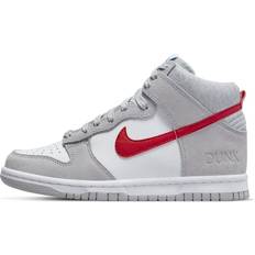 Fabric Basketball Shoes Children's Shoes Nike Dunk High SE Athletic Club - Light Smoke Grey Gym Red