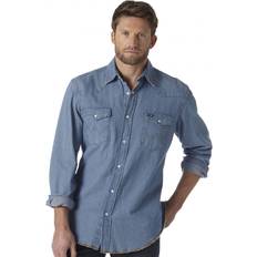 Wrangler Mens Western Work Shirt Washed Finish, Stonewashed, Big-Tall, Stonewashed, Tall