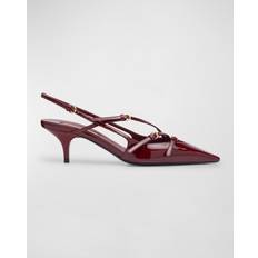 Patent leather slingbacks with buckles