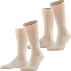 Beige - Femme Chaussettes Falke Happy Crew Socks 2-Pack - Beige