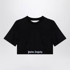 Palm Angels Damen T-Shirts Palm Angels Angels-Classic Logo Tape T Shirt Bianco/Nero-Donna