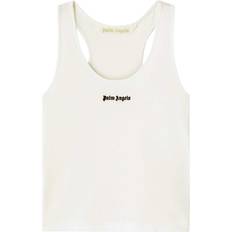 Cropped Tank Tops Palm Angels logo-embroidered ribbed tank top women Elastane/Cotton White