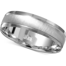 Macy's Men Jewelry Macy's Men's Beveled Edge Satin Finish Comfort Fit Wedding Band in 14k White Gold White Gold