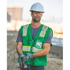 Waterproof Work Vests B68429609 EV Series Enhanced Visibility Multi-Pocket Mesh Vest, Brown & Lime &