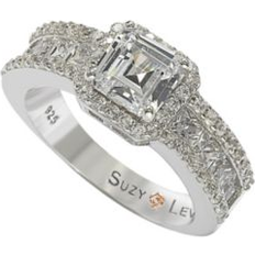 Wedding Rings - Women SUZY LEVIAN Sterling Silver Cushion Cut CZ Bridal Ring in White