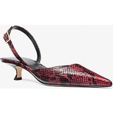 Michael Kors Pumps Michael Kors MK Luna Snake Embossed Leather Slingback Kitten Pump Red Michael Kors