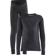 Juniors' Core Wool Merino Set Black Melange, 146/152