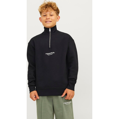 Svarta Sweatshirts Barnkläder Jack & Jones Tryck Tröja Med Blixtlås Junior Svart