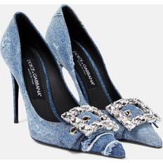 Shoes Dolce & Gabbana Patchwork Denim Heels Blue