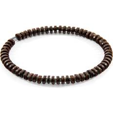 Brown Jewellery Anchor & Crew Grey Agate and Brown Coconut Shell Adam Silver and Stone SKINNY Bracelet