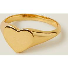 XS Rings Accessorize 14ct GoldPlated Heart Signet Ring Gold, XS, Women's