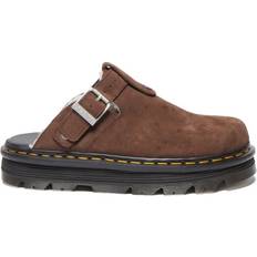 Textile - Unisex Outdoor Slippers Dr. Martens Zebzag Suede Platform Mules with Fleece Lining - Dark Brown