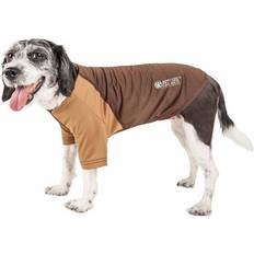 Active Hybreed 4-Way Stretch Two-Toned Performance Dog T-Shirt - Brown with Brown, Small