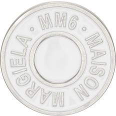 MM6 Maison Margiela White & Silver Round Logo Pin 961 Palladio Buratta UNI