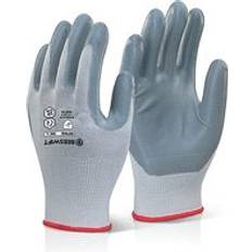 Grey Work Gloves Beeswift Beeswift Nitrile Foam Nylon Gloves Grey