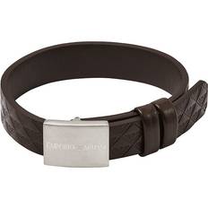 Men Bracelets Emporio Armani Men's Stainless Steel Brown Leather Bracelet