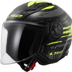 Gula - Öppna hjälmar Motorcykelhjälmar LS2 Airflow II Öppen Hjälm Brush - Svart/HiVis Gul