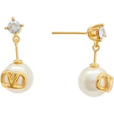 Valentino Boucles d'oreilles Valentino Garavani VLOGO SIGNATURE METAL EARRINGS WITH SWAROVSKI CRYSTALS AND RESIN PEARLS Wo