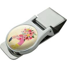 Pink Money Clips Graphics and More Pretty Pink Flamingo Flowers Satin Money Clip