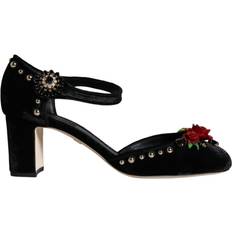 Dolce & Gabbana Ros Velvet Ankelrem Pumps Black