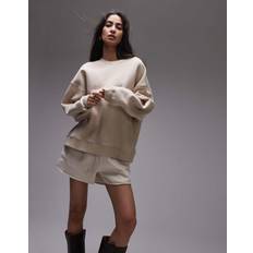 Ribbed Jumpers Topshop Premium Seam Detail Sweat Oat Marl - White